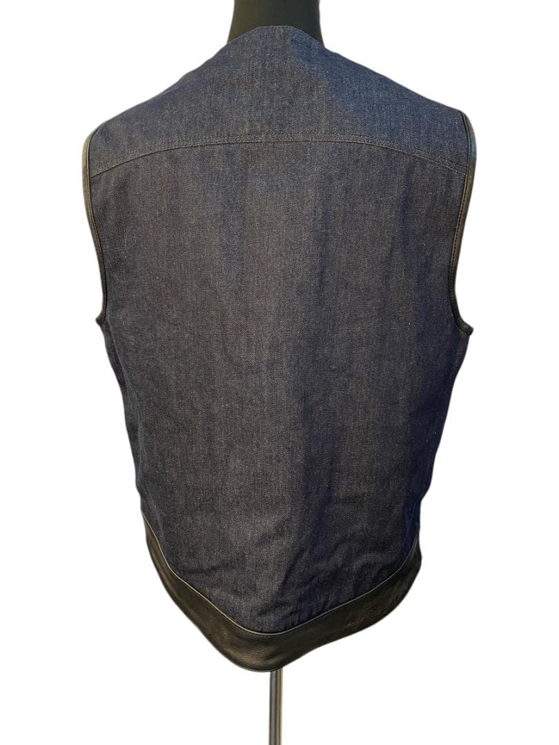 【希少】SAMS(サムズ) motorcycle レザー切替デニムベスト長瀬智也