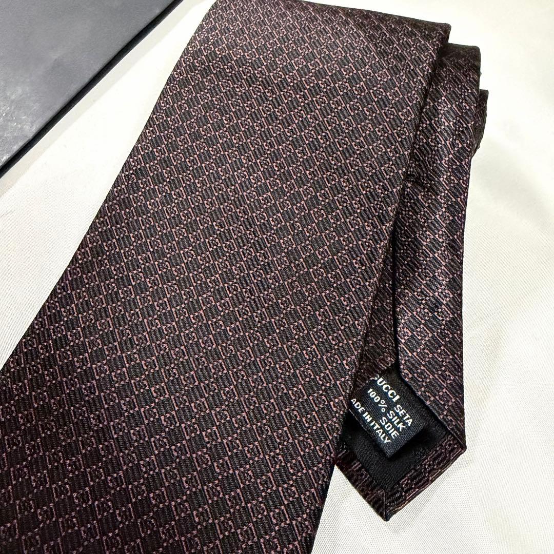 ★美品★GUCCI ネクタイ ブラウン シルク