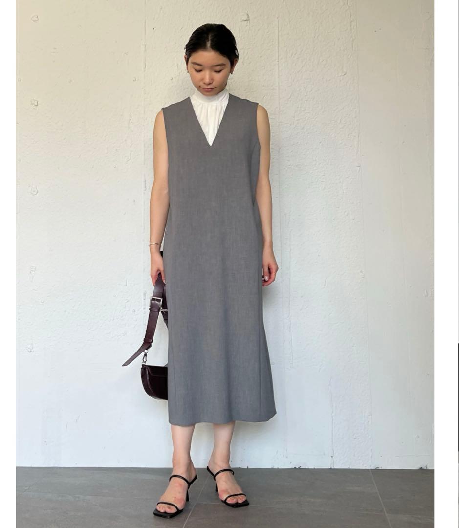 極美品 SOEJU ソージュ ウールライクジャンパースカート グレー L