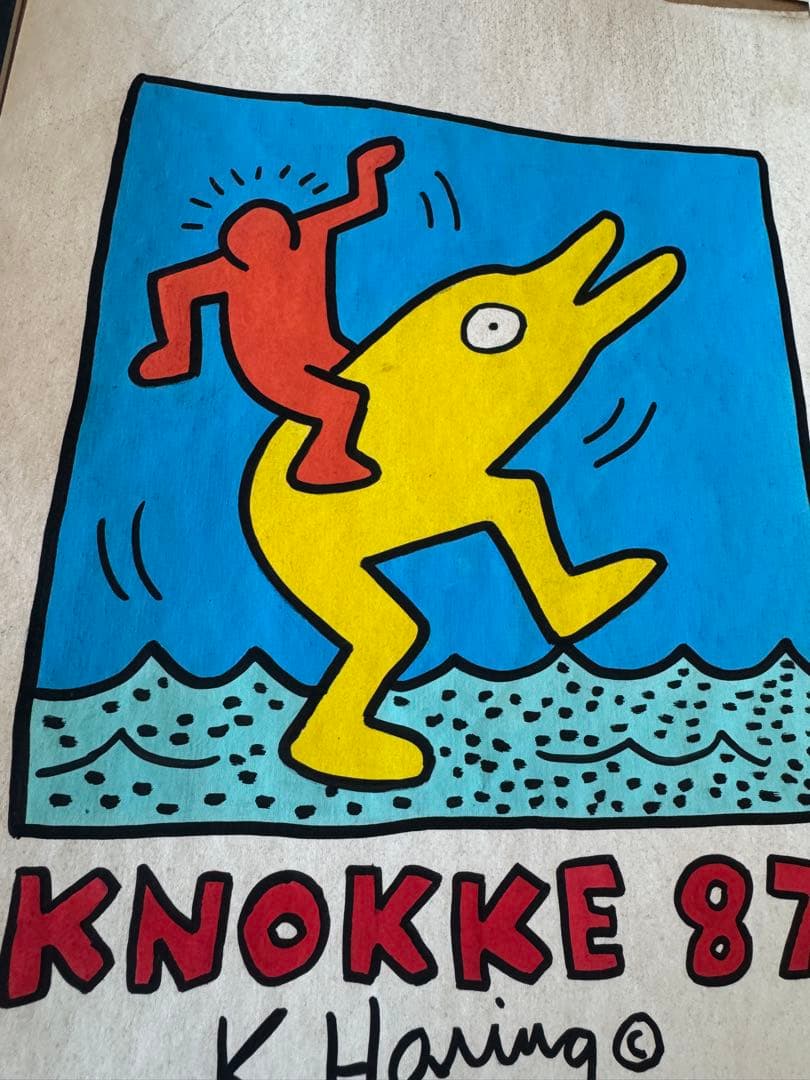 キース・ヘリング KNOKKE 87 ドローイング 手描 サイン入 画廊印有
