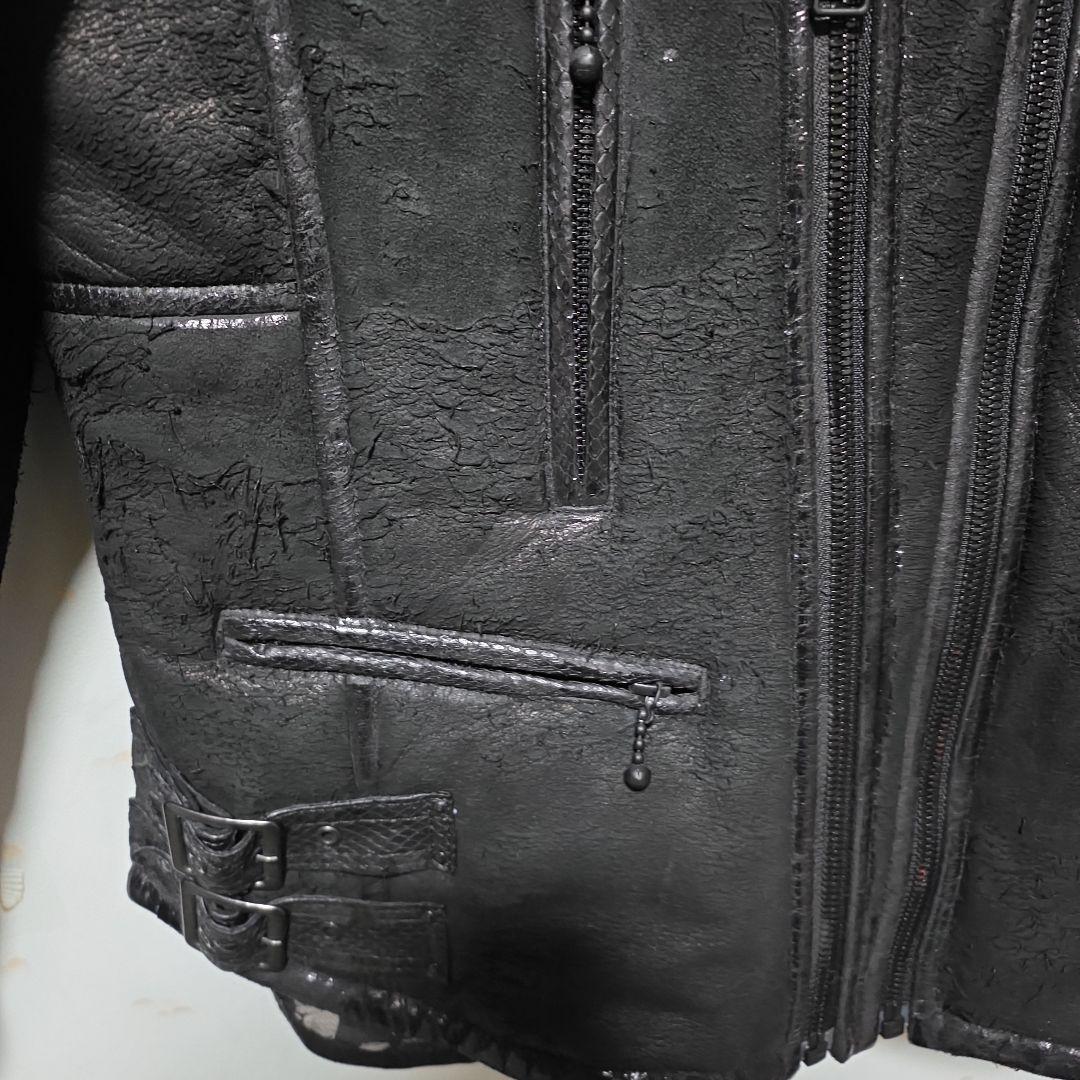 ロエン　Roen スワロスカル　レザーダブルライダースジャケット　52 XL