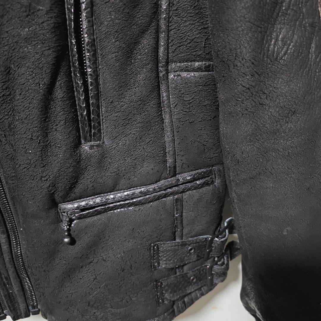 ロエン　Roen スワロスカル　レザーダブルライダースジャケット　52 XL
