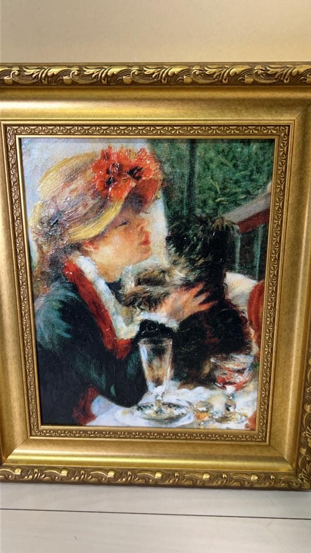「子犬を抱く少女」ルノワール　額縁つき立体複製名画