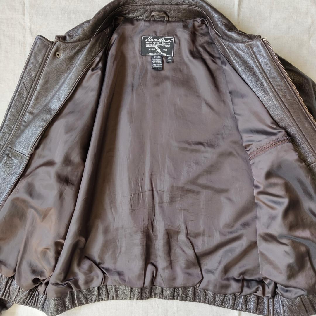 90s 00s Eddie Bauer レザージャケット ブルゾン ブラウン