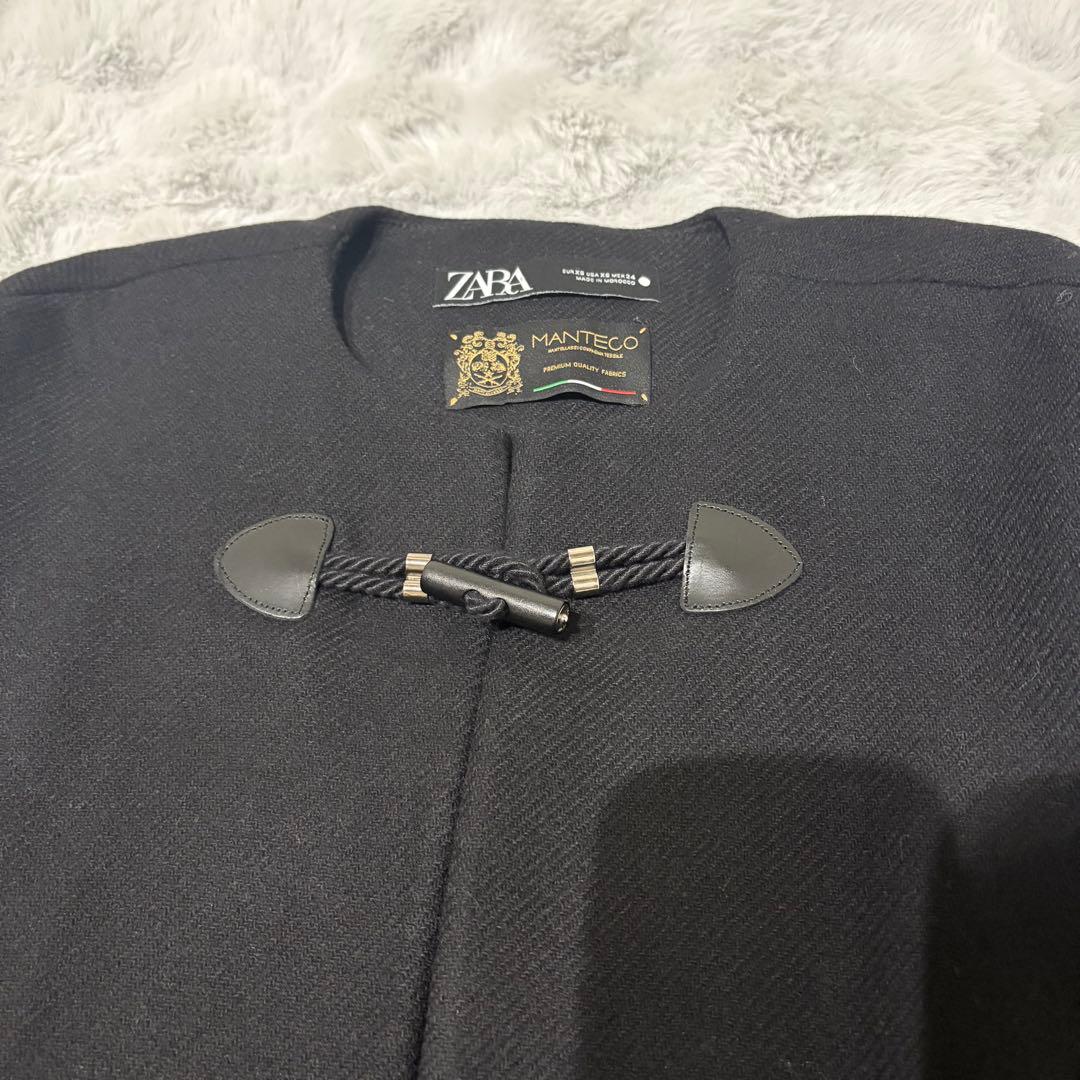 美品・完売品✨ZARA×MANTECO　ポンチョコート　黒　ウール　サイズXS