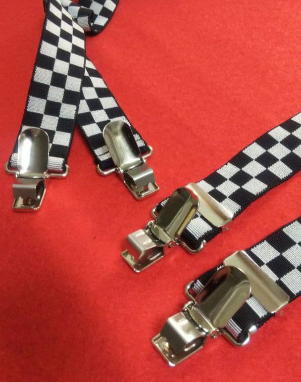 82 極美品 未使用 80s 90s チェッカーフラッグ 市松模様 サスペンダー