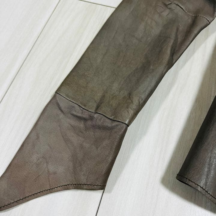 TORNADO MART レザージャケット 本革 フード L グレー