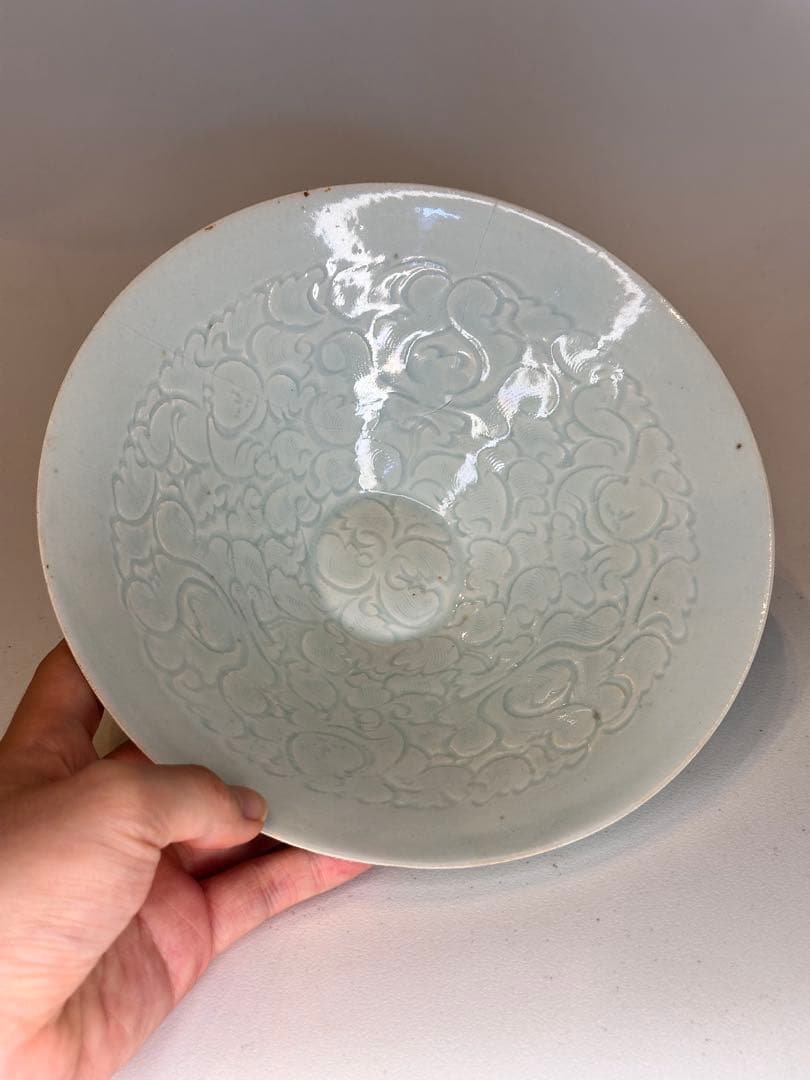 中国 宋代 湖田窯 青白磁 碗 傷あり 骨董品 コレクション