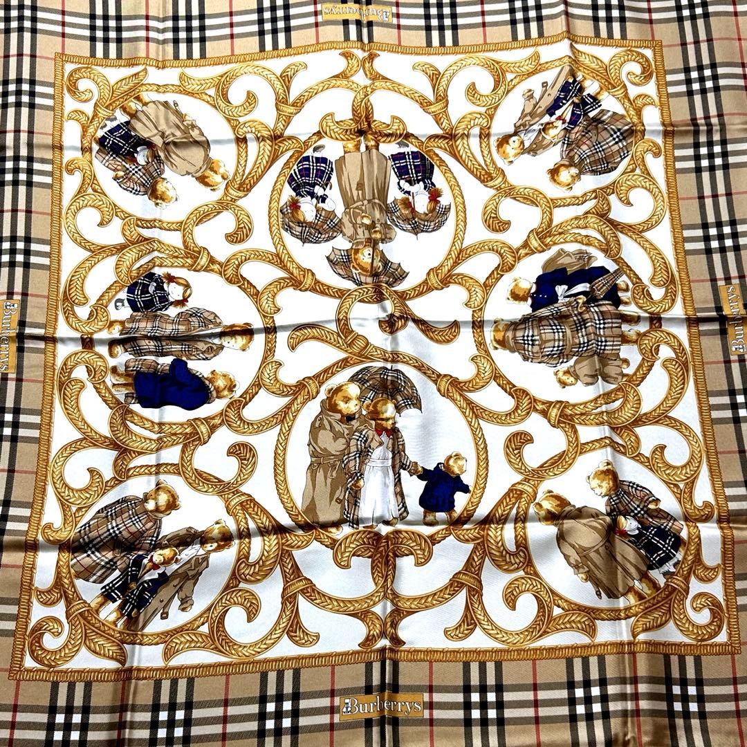 d*7様 71655 BURBERRY シルクスカーフ　未使用品　86×86cm