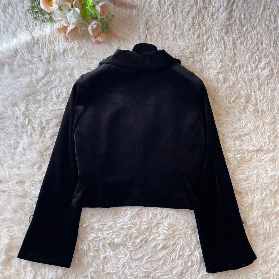 美品 M'S GRACY リボンブローチ付き ベロア ジャケット ブラック 38