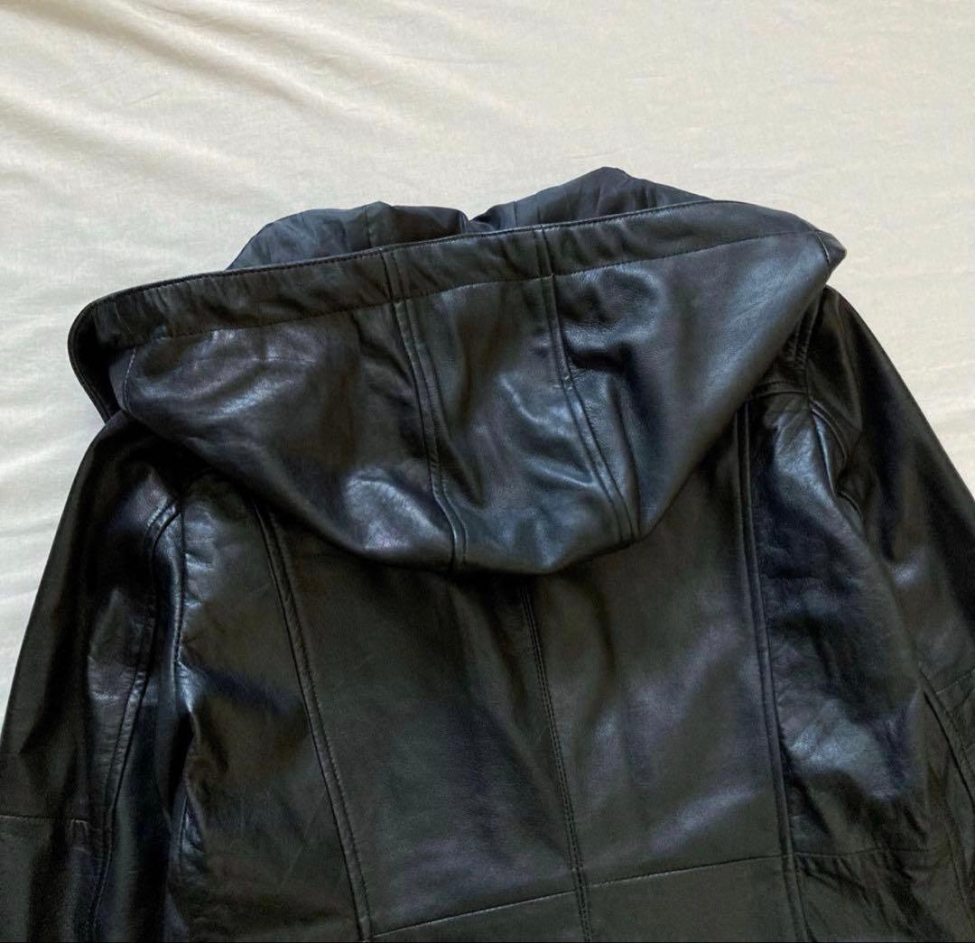 ジャケット・アウター hooded real leather jkt y2k black grunge