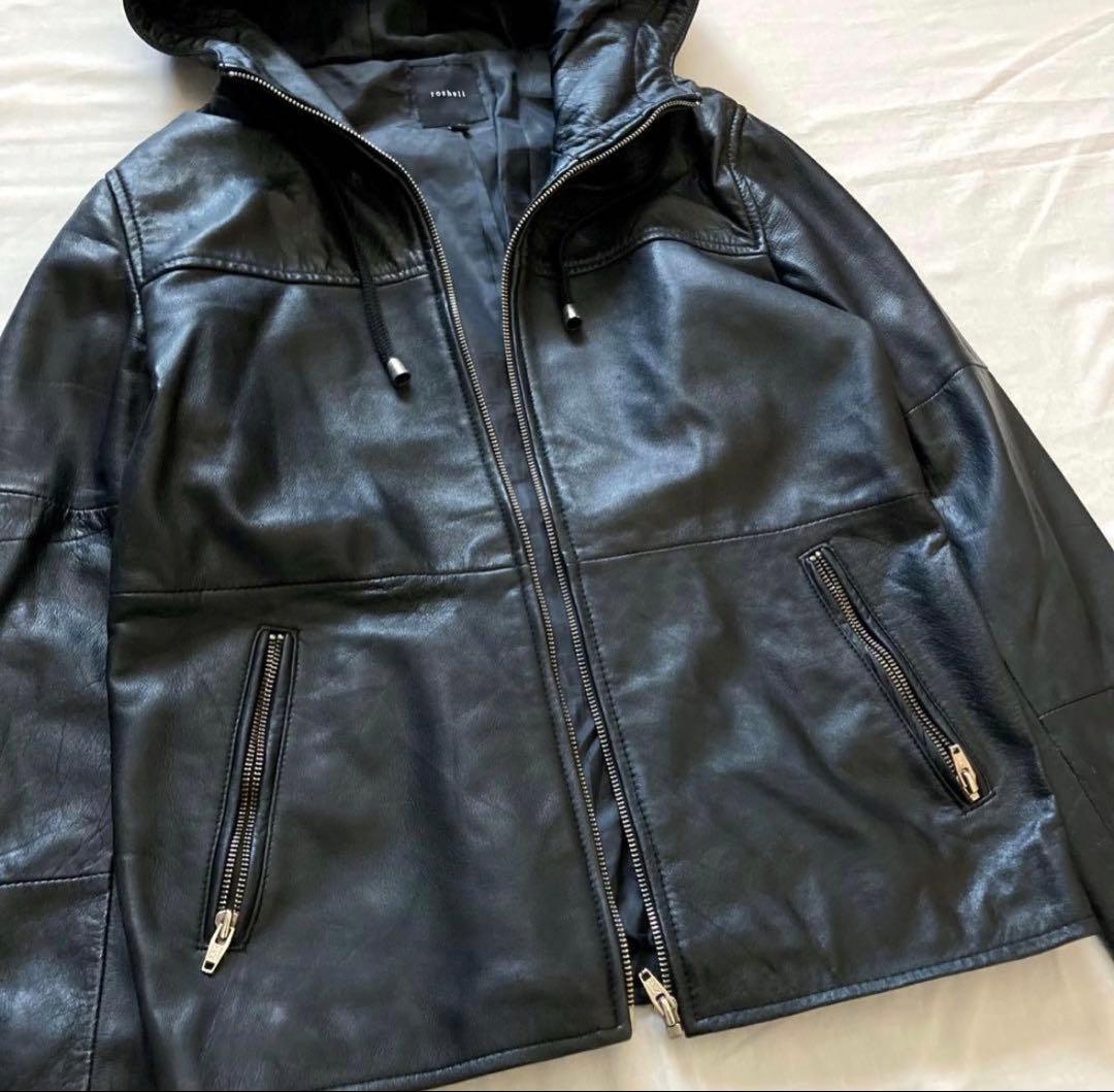 ジャケット・アウター hooded real leather jkt y2k black grunge