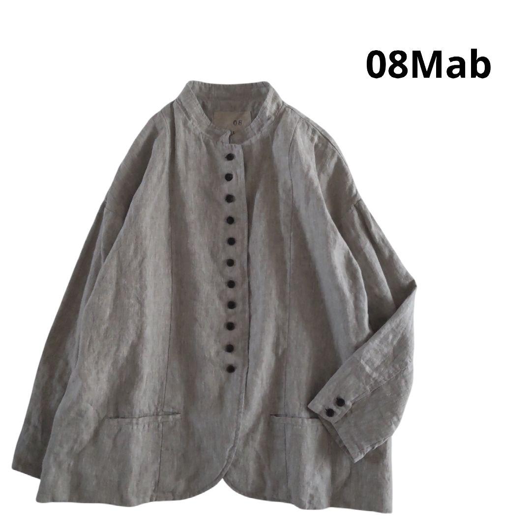 08Mab　リネンジャケット　羽織　裏地付き　フリーサイズ