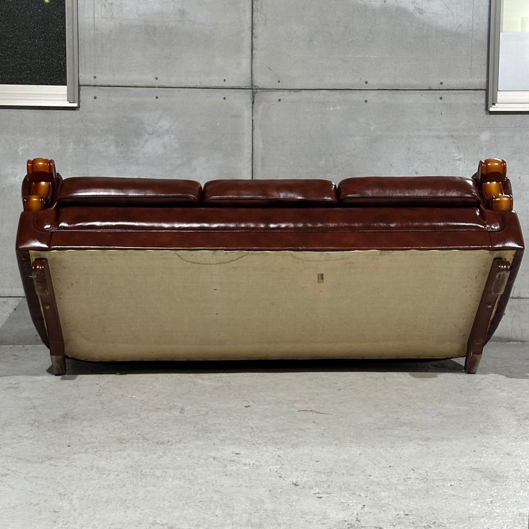 ★70s★ 美品 恵比須工芸社 応接ソファ 3人掛け 昭和レトロ ダイヤステッチ