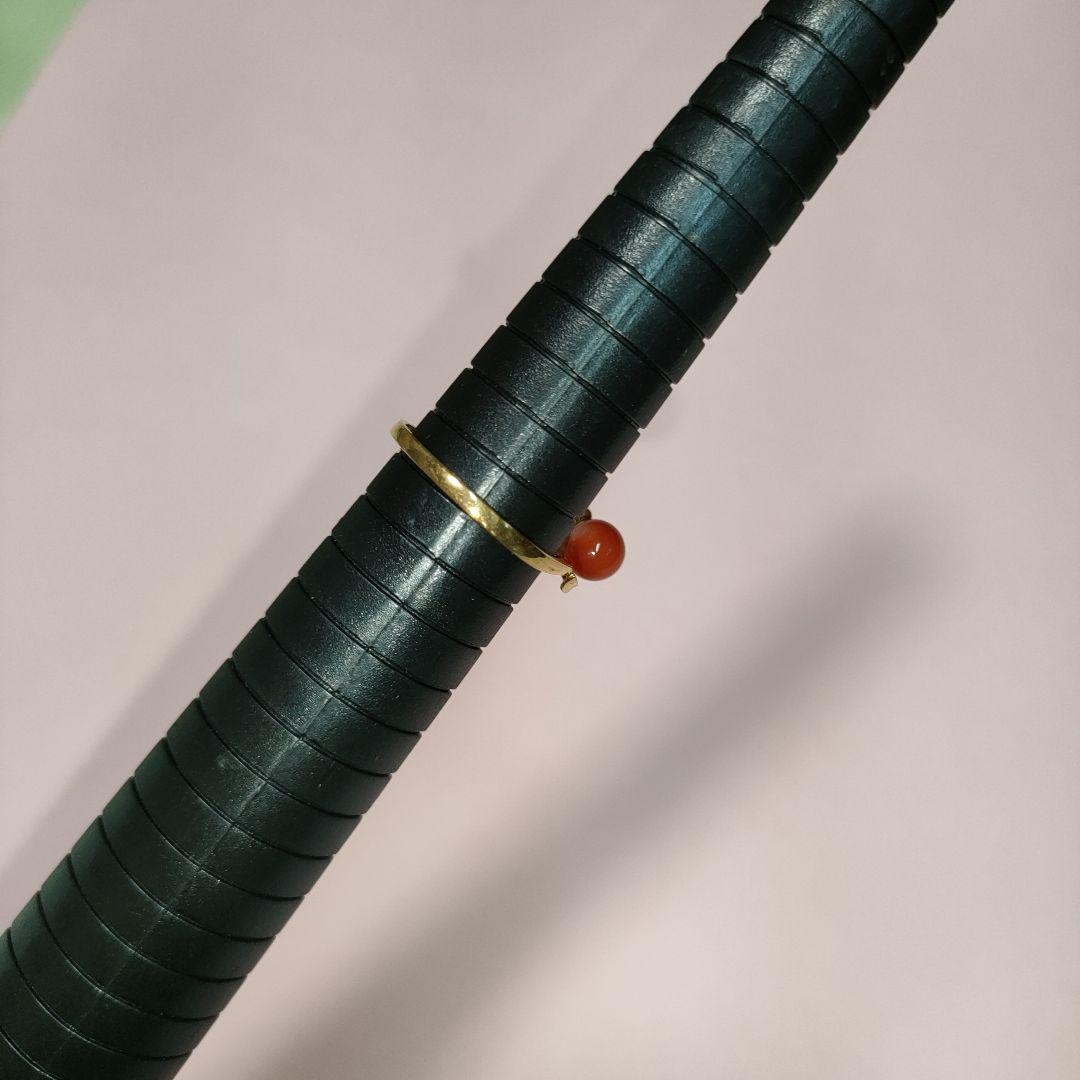 K18　サンゴ　指輪　サファイア付き　1.95g　刻印有り　訳あり