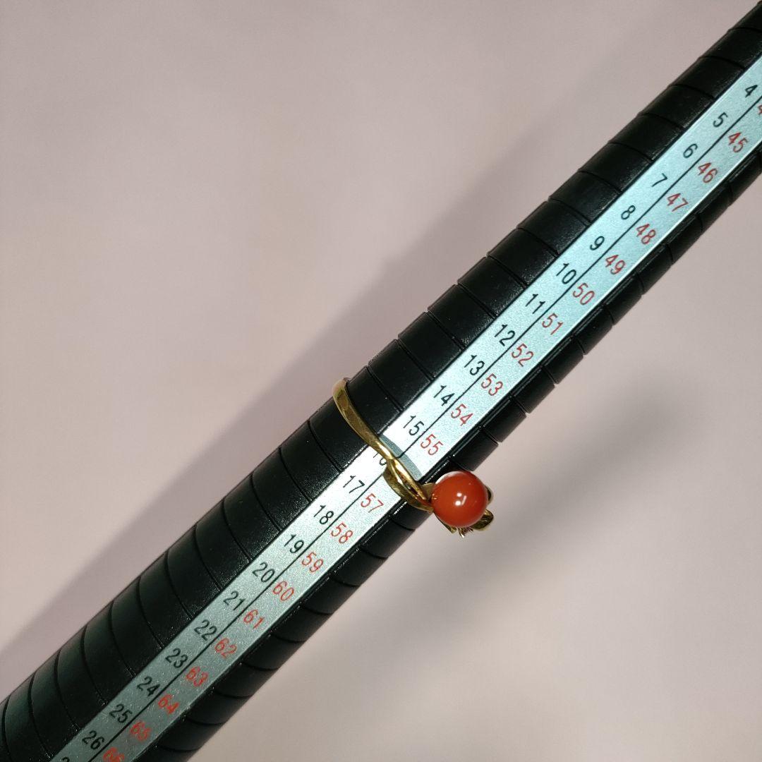 K18　サンゴ　指輪　サファイア付き　1.95g　刻印有り　訳あり