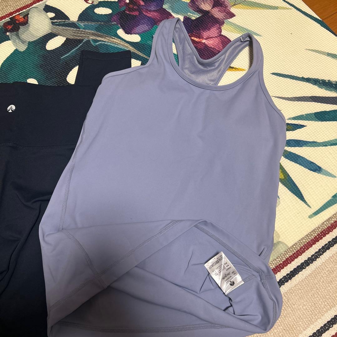 Sukalaヨガnavyblue leggings & 薄紫のトップ セット　S