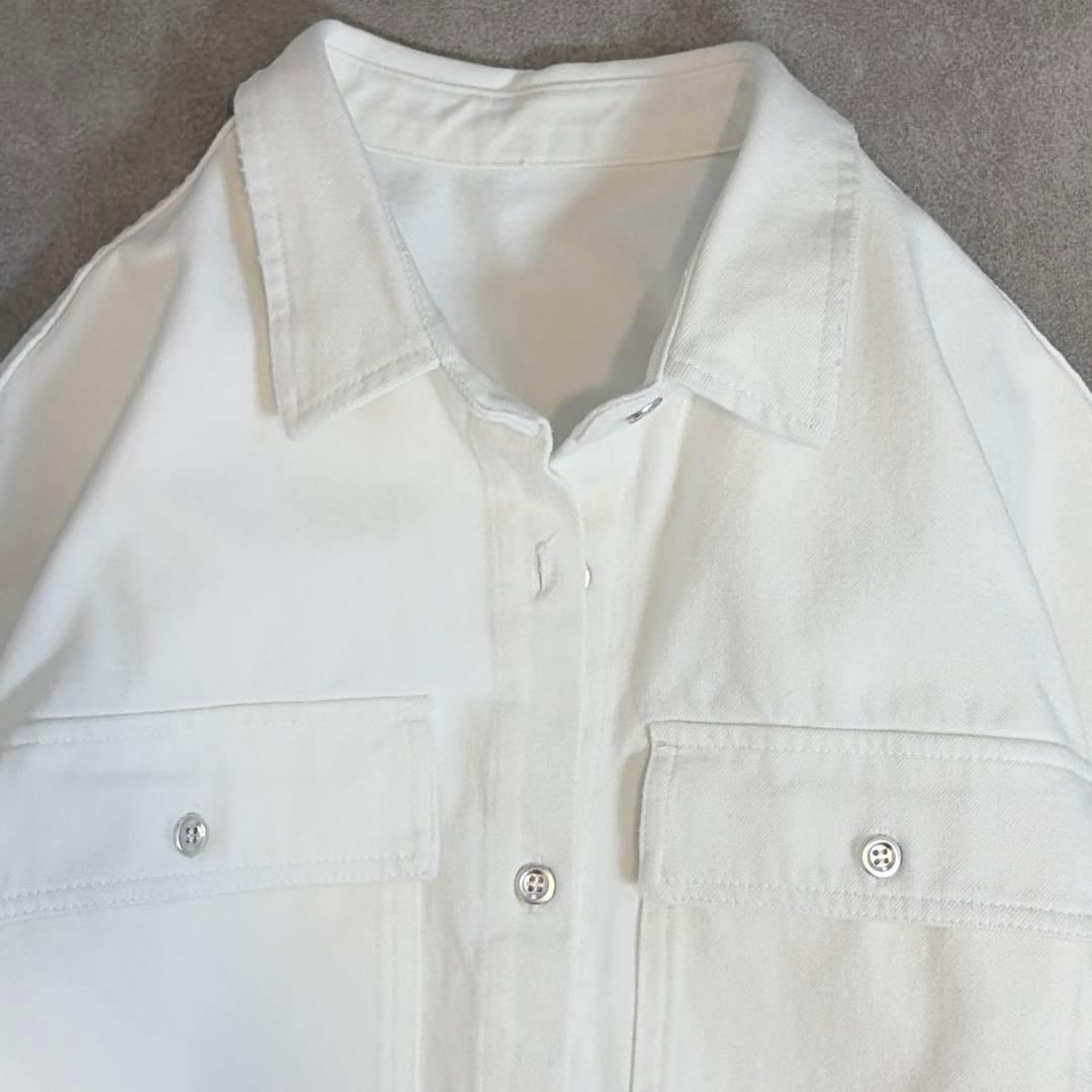 美品 ラウンジドレス ダメージデニムシャツ オフホワイト オーバーサイズ