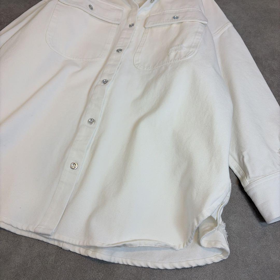 美品 ラウンジドレス ダメージデニムシャツ オフホワイト オーバーサイズ