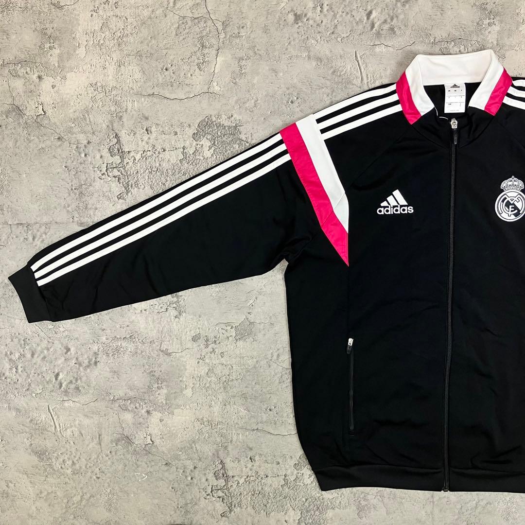 adidas レアルマドリード トラックジャケット 古着 刺繍 三本線 ブラック
