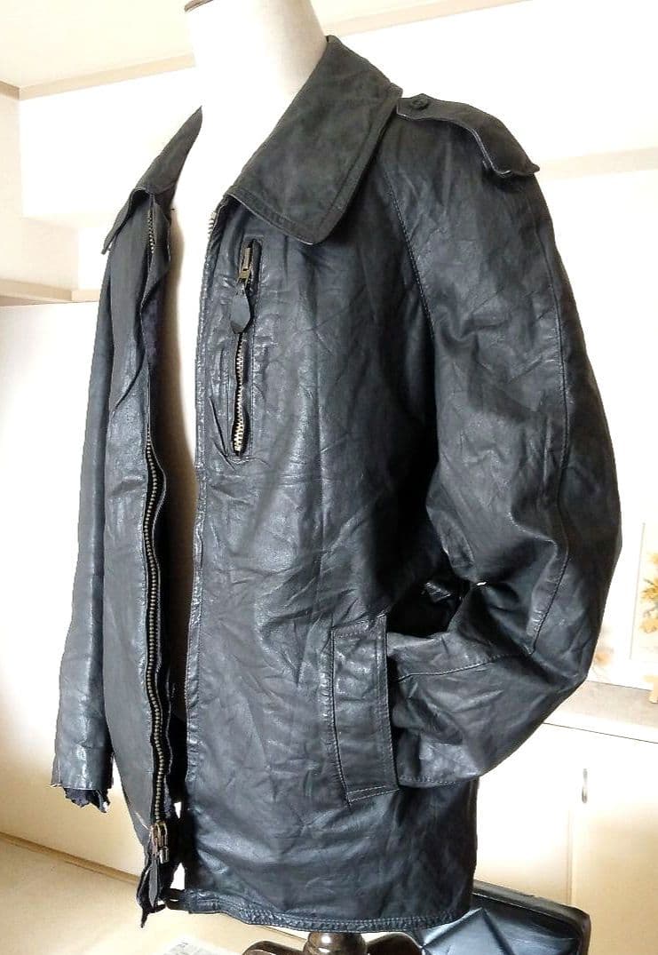 70s Vintage イタリア軍 ヘリコプタークルー レザージャケット