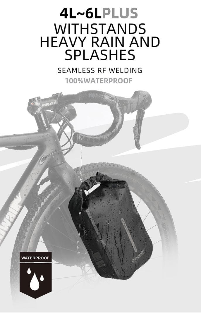 自転車 フォークバッグ ラック不要 ワンタッチ 完全防水 取付具付 4Lペア