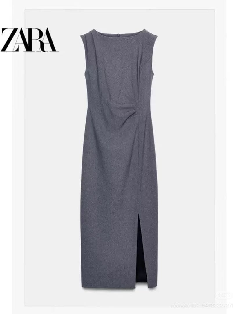 ZARA グレー ノースリーブ ロングワンピース