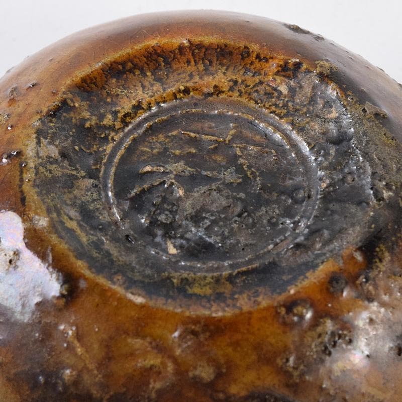 マル 茶道具　大樋焼　菊形　香合　時代箱　N　7468