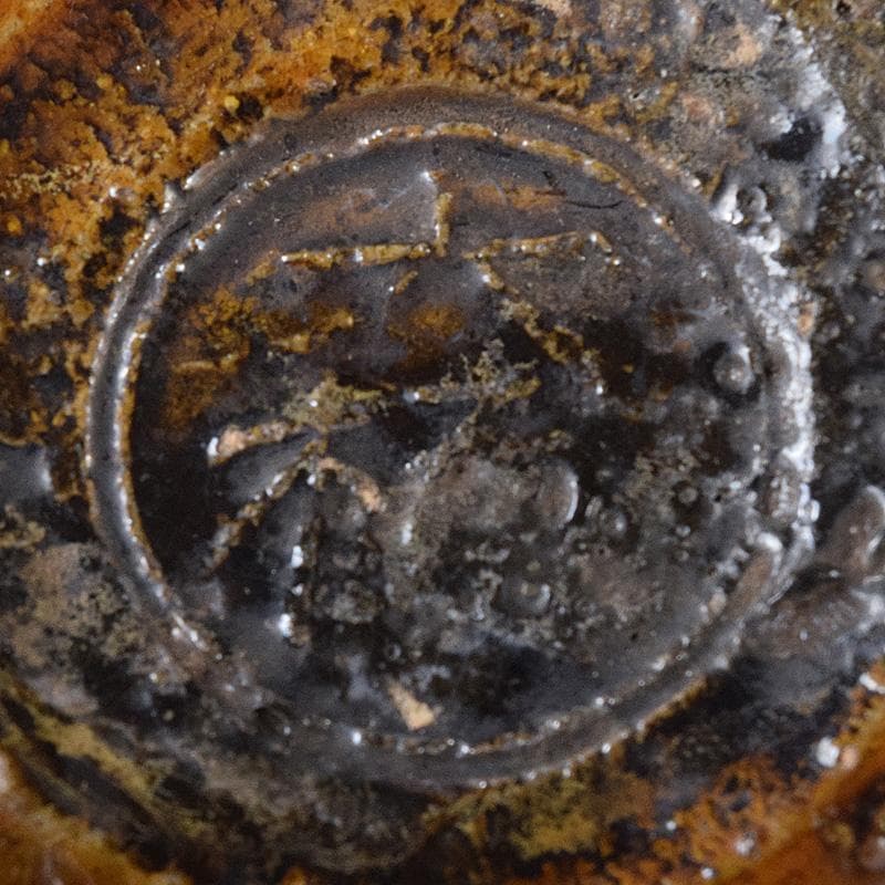マル 茶道具　大樋焼　菊形　香合　時代箱　N　7468