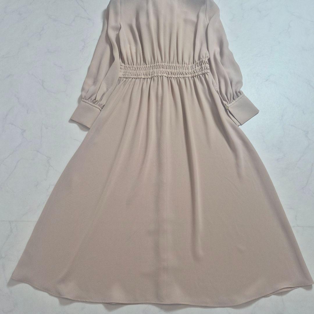 ANAYI シアードビーボウタイワンピース プリーツ シフォン ピンクベージュS