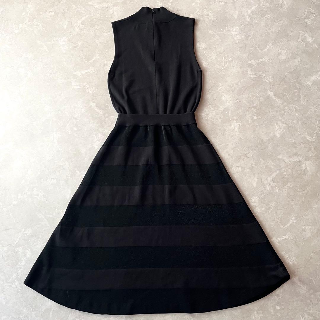 極美品☆Ballsey／シルク混ノースリーブニットワンピース M 黒 ストレッチ