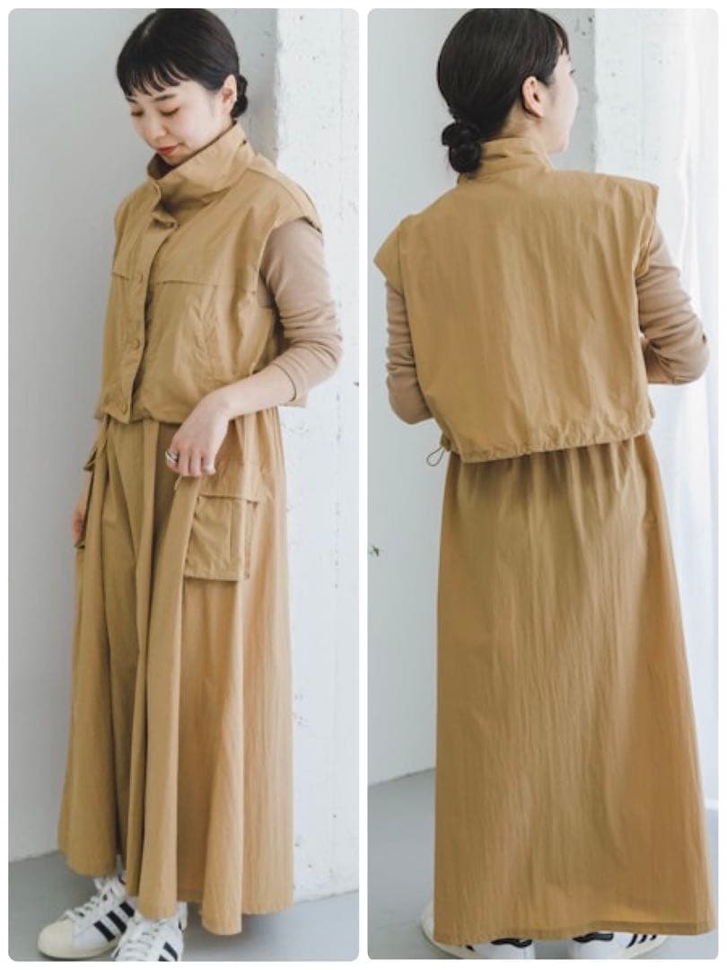 UR ITEMS◆ナイロンベスト&ドッキングワンピース／2Pセット◆CML◆F