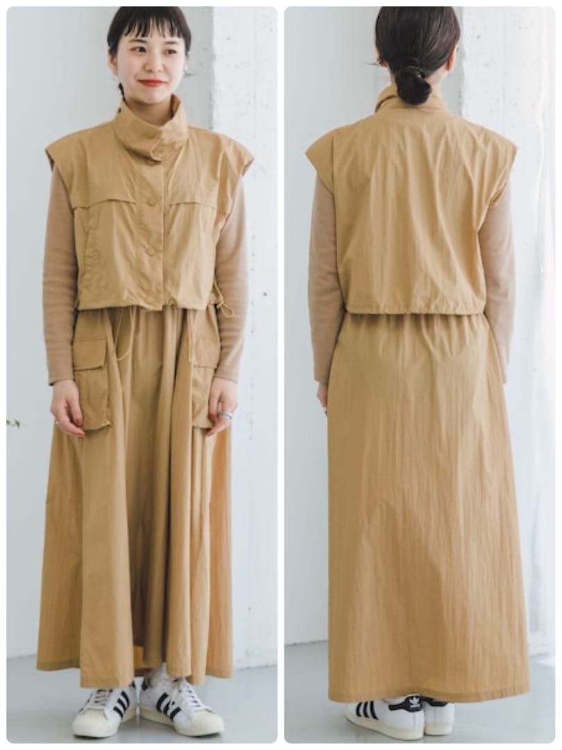 UR ITEMS◆ナイロンベスト&ドッキングワンピース／2Pセット◆CML◆F