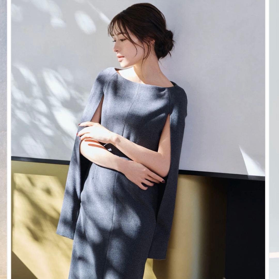 期間限定/L’AUBE BLANC Narrow line Cape Dress