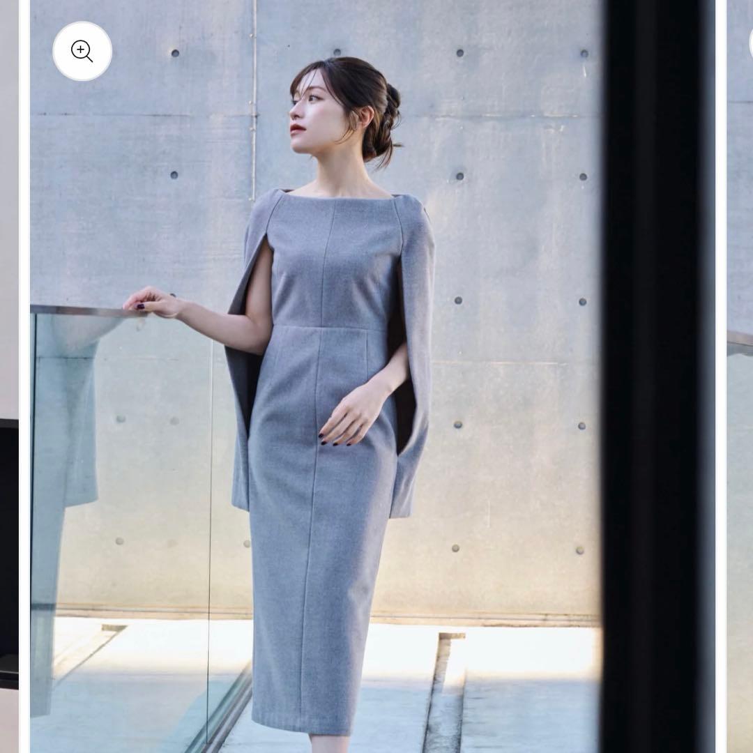 期間限定/L’AUBE BLANC Narrow line Cape Dress