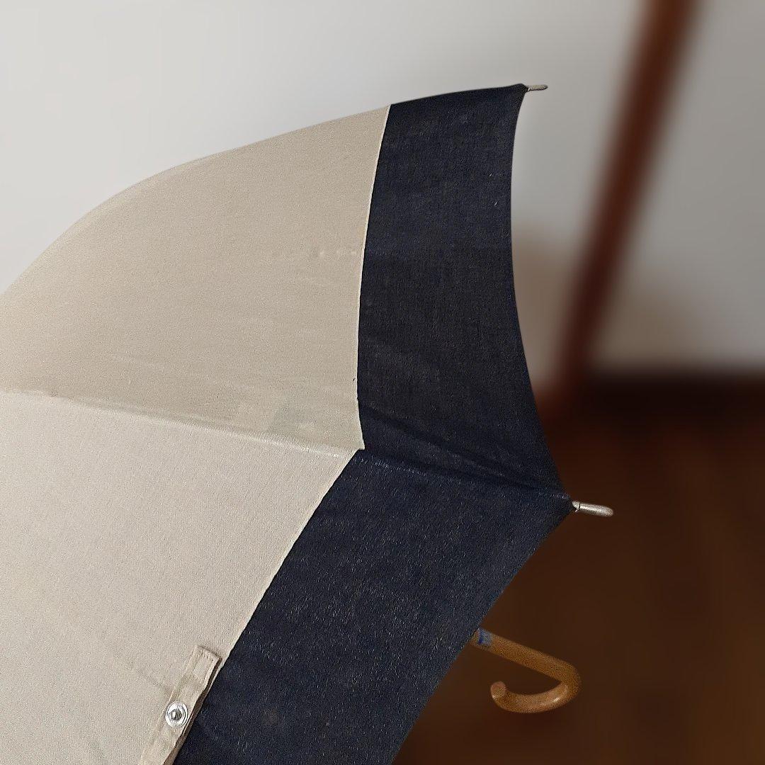 【新品】BURBERRY 傘 UVカット ベージュ　ネイビー晴雨兼用