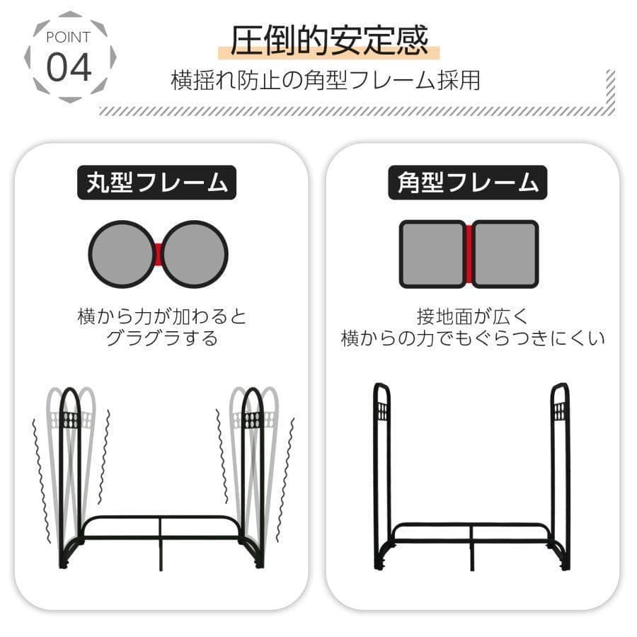 薪ラック スチール製 薪ストッカー 薪置き棚 幅200cm 耐荷重1200kg