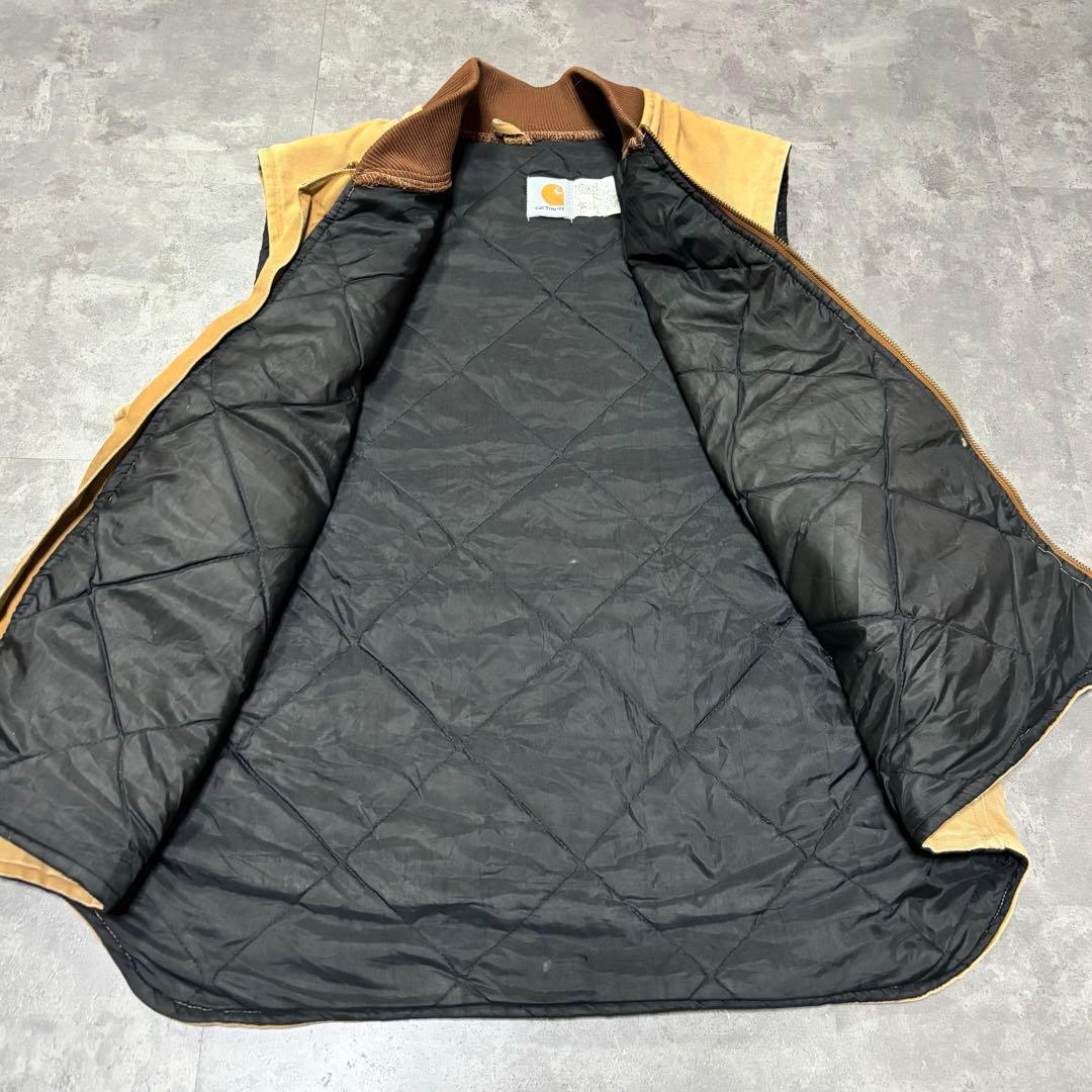 90s USA製 ✨ Carhartt ダック地ベスト フェード キルティング