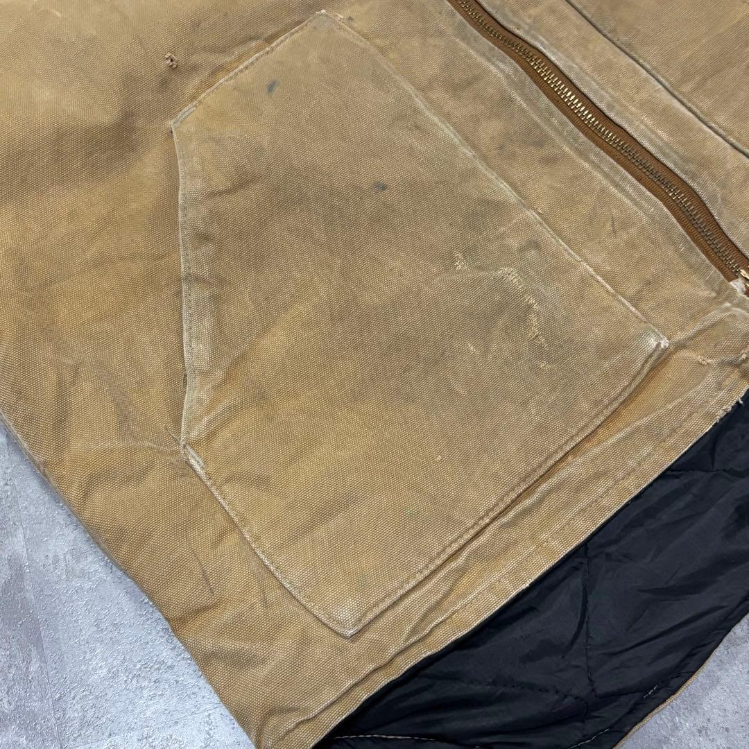 90s USA製 ✨ Carhartt ダック地ベスト フェード キルティング
