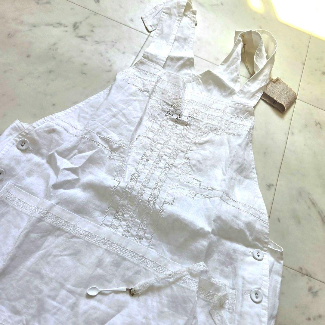 新品　ヴラスブラム Vlas blomme　リネン　レース　ベスト　エプロン