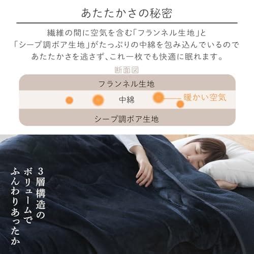 アイリスプラザ 掛け布団 シープボア 毛布 3層構造でふんわりあったか 洗濯機p