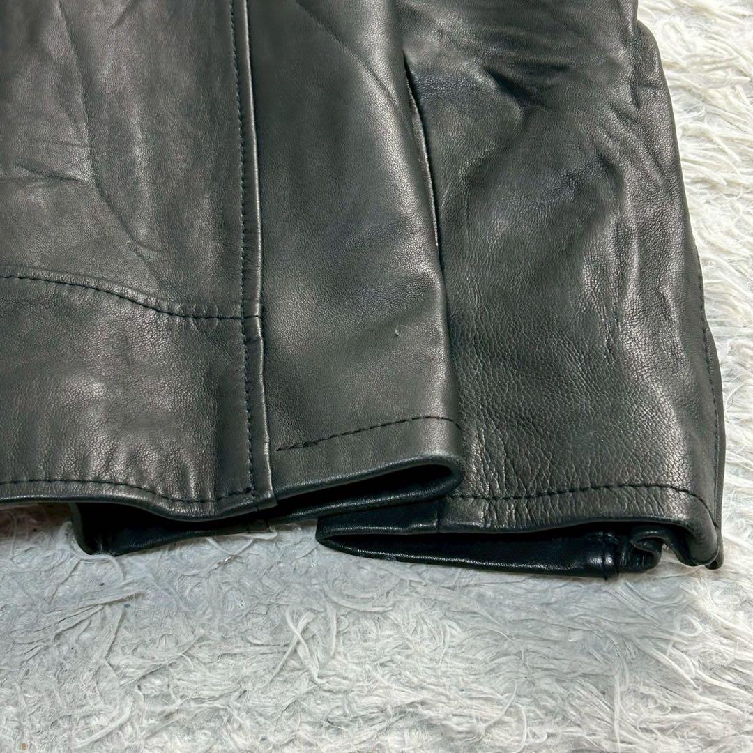 ビームス シングルライダースジャケット 革ジャン 羊革ラムレザー 黒ブラック M