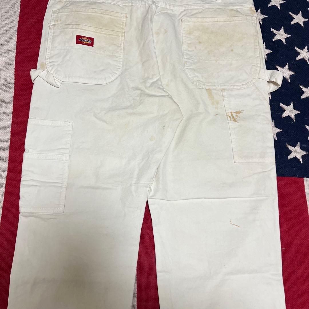 00s Dickies ダブルニー ホワイトペインターパンツ ペンキ アート