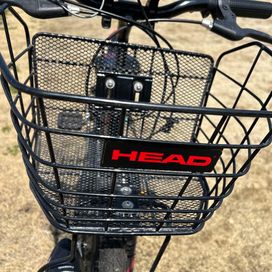 子供用 自転車 本体 黒・赤 前カゴ付 HEAD