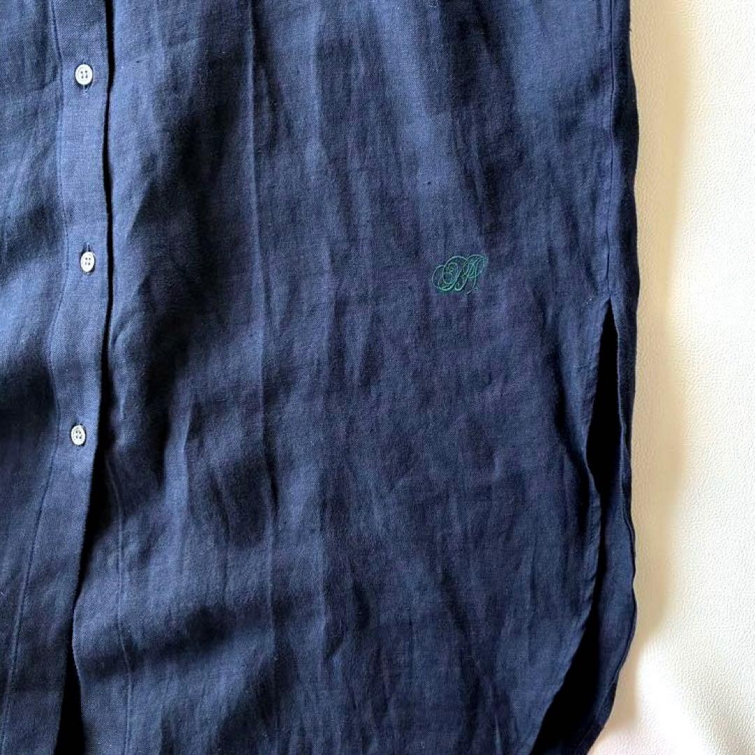 おまとめ　まめ様ビアズリーゆったり着やすい上質ワンポイント刺繍リネンロングシャツ