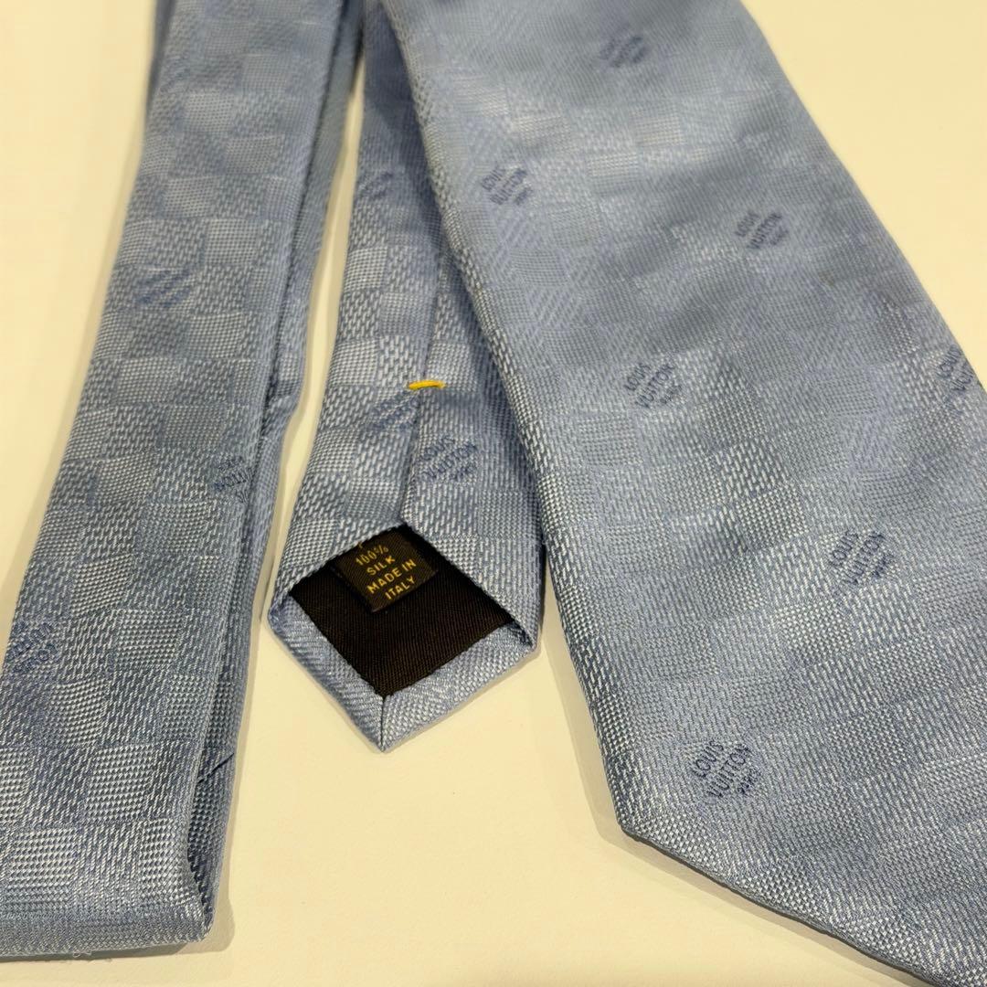 『LOUIS VUITTON 』ライトブルー ロゴ シルクネクタイ