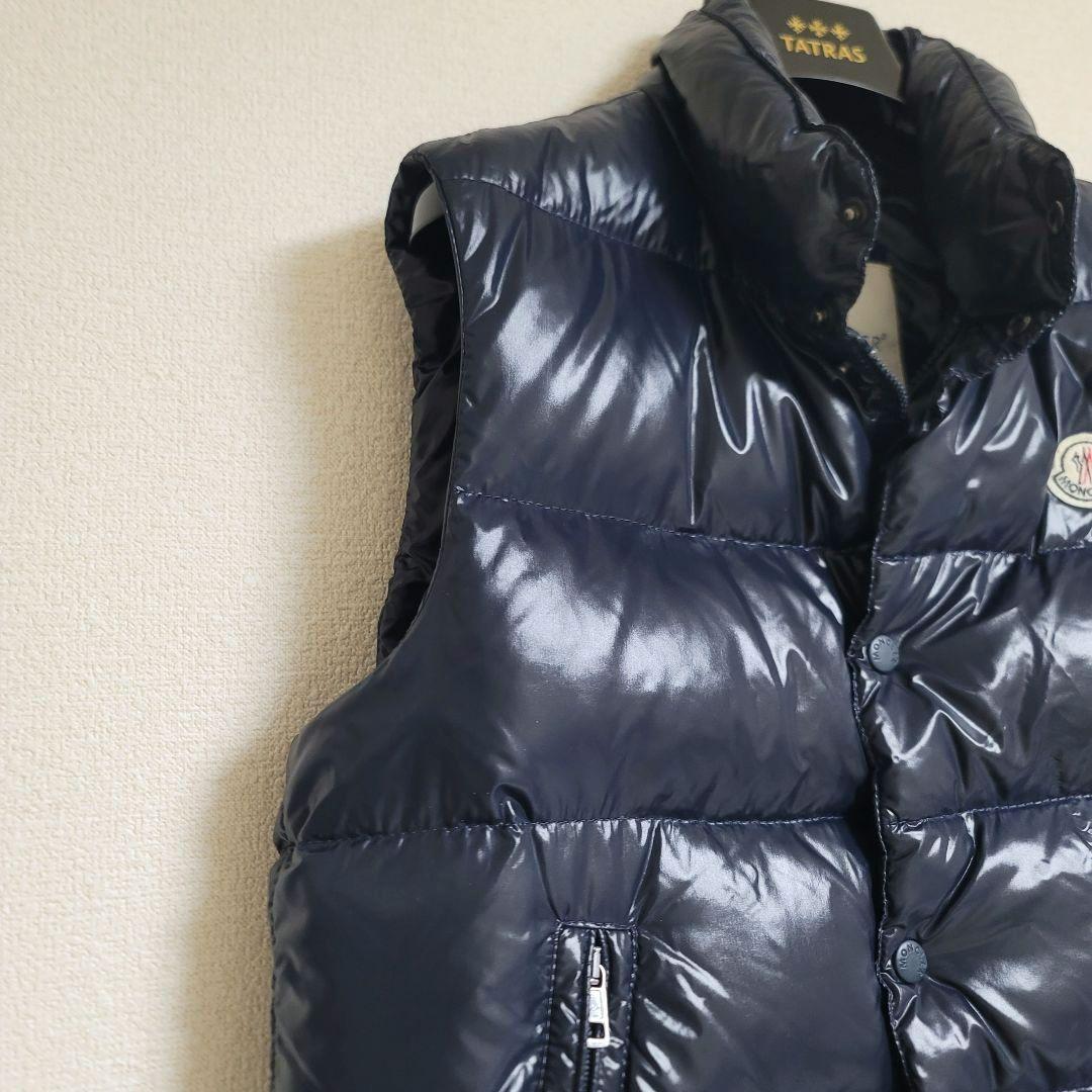 美品✨モンクレール ダウンベスト TIB ネイビー ロゴワッペン シャイニー