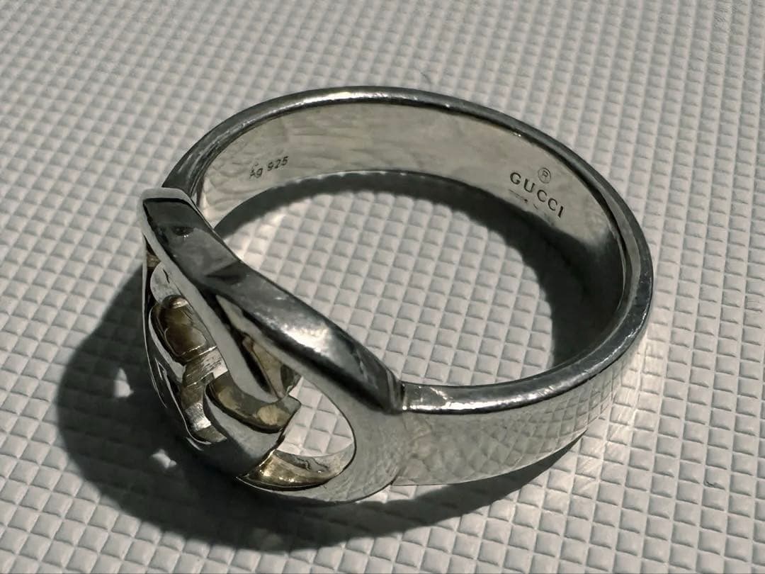 正規品 GUCCI グッチ シルバーリング ダブルGロゴ 17号