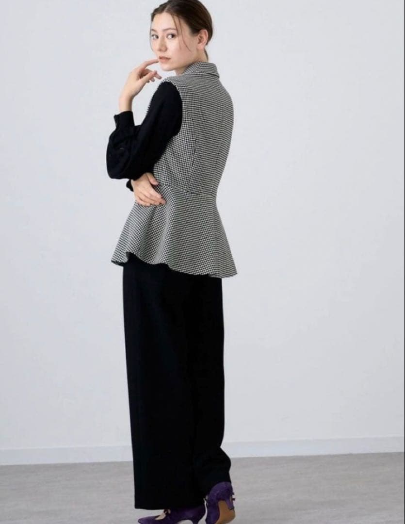 ANAYI アナイ チェック千鳥 モノトーンワッフルジレ ジャケット