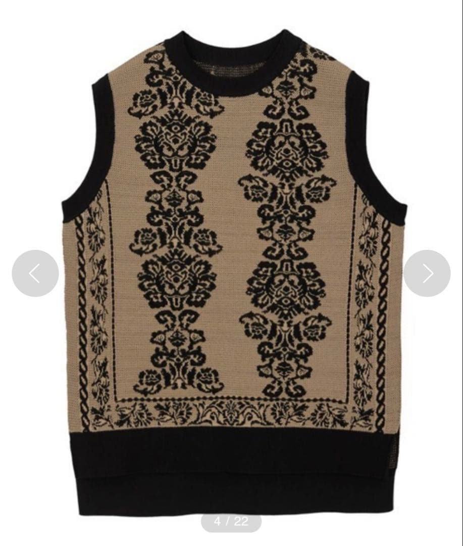 トップス MEDI REVERSIBLE VINTAGE FLOWER KNIT VEST